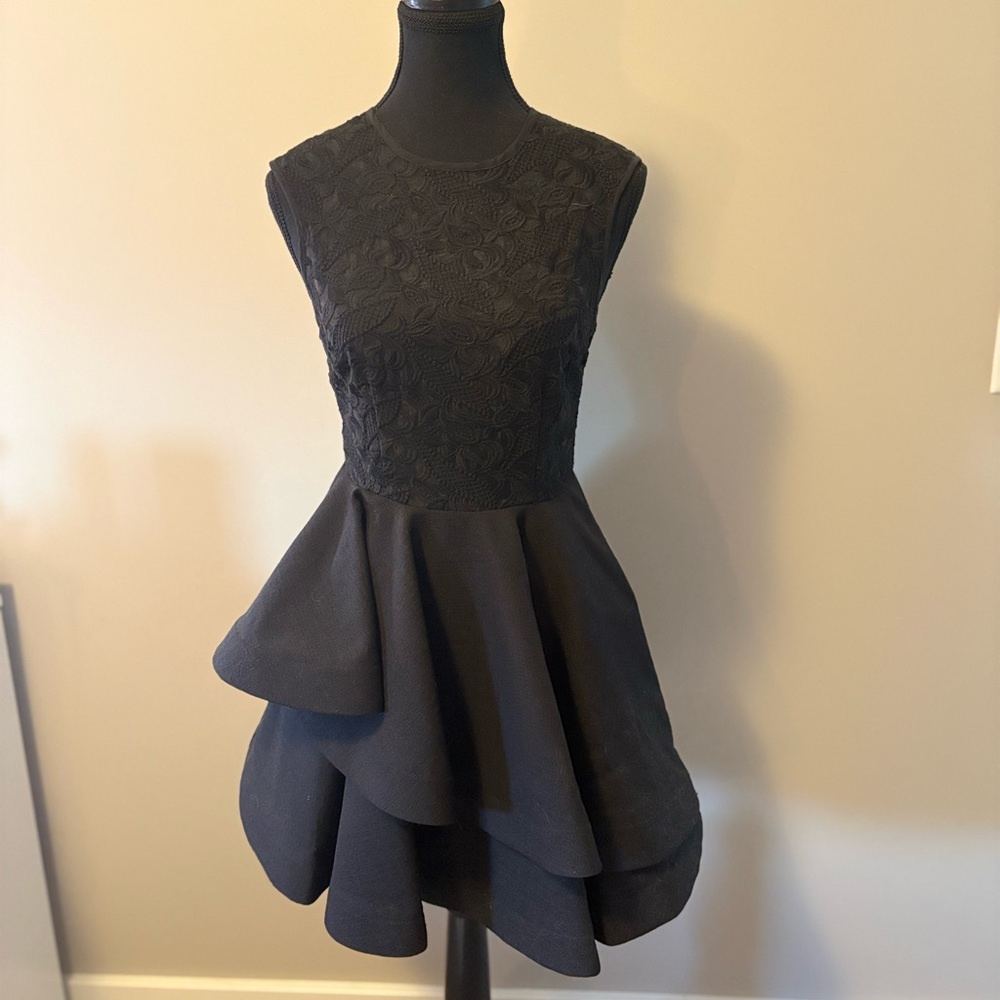 Hello Molly Black Layered Asymmetrical Evening Dress